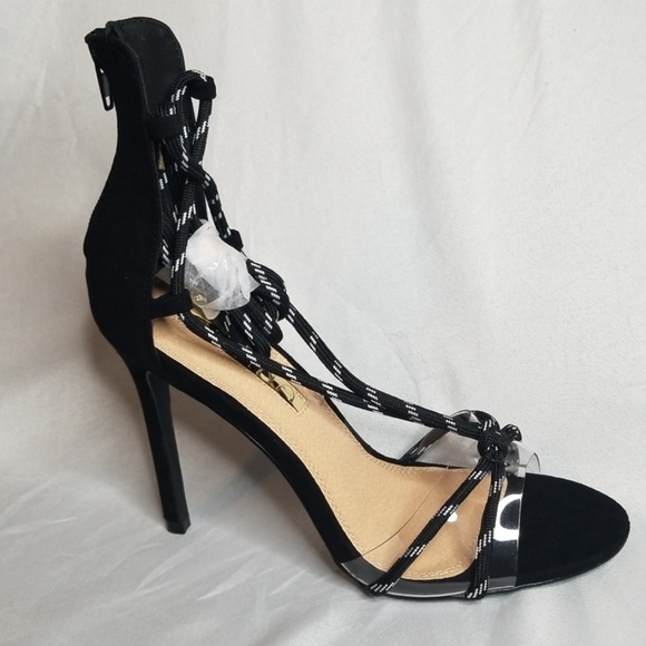 🔥🔥LILIANA Ankle Tie Black Heels - Picture 7 of 8